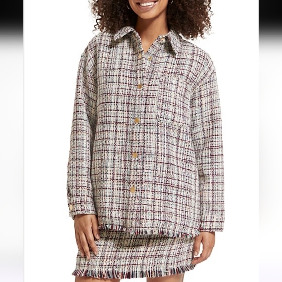 Scotch & Soda Glitter Tweed Dance All Night Over Sized Shirt Jacket SZ - Picture 2 of 16